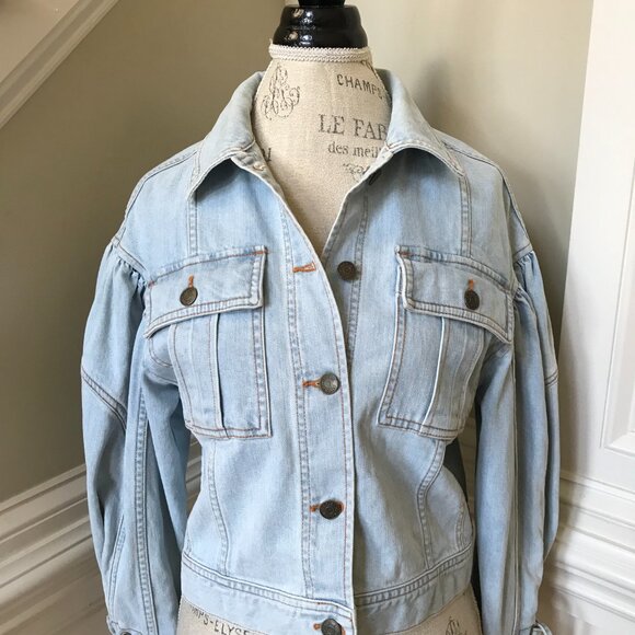 Ulla Johnson Atticus Jean Denim Jacket Womens P 0 Blue Cropped Button Down Coat - Picture 3 of 11